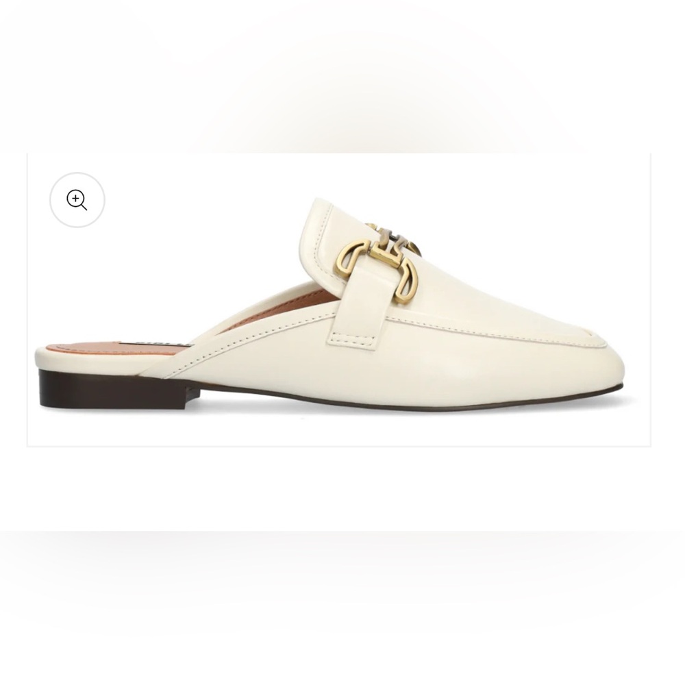 Bibi Lou Molly Backless Loafers Gold Metal Leather Anthropologie Cream Loafers